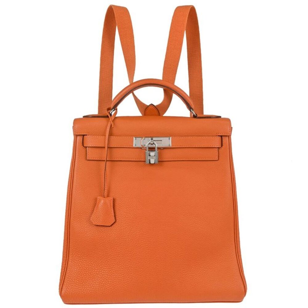 Hermes Kelly Ado Togo Orange Leather Backpack Bag